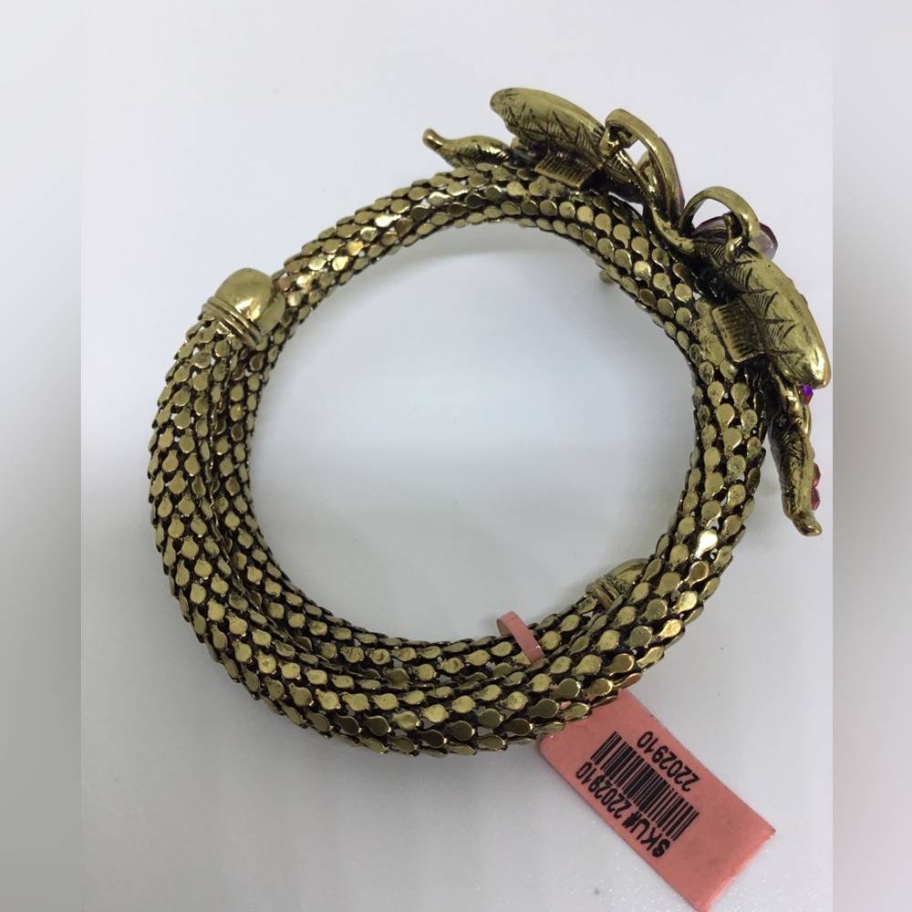 Butterfly Statement Bracelet with Red Rhinestones on Gold-tone Mesh Cuff NWT - Picture 5 of 6